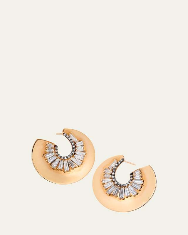 20K Recycled Rose Gold Aperture Bypass Hoop Earrings with Diamonds
